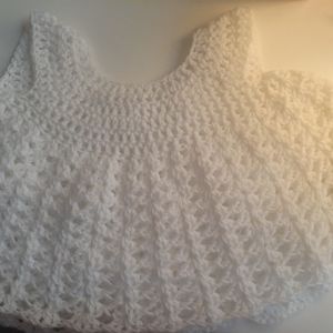 Crochet white baby dress